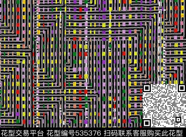 线条几何花卉花纹传统印花华亿平台下载（图片编号: 535376） - 瓦栏（Walan）