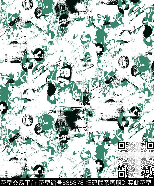 线条几何花卉花纹传统印花华亿平台下载（图片编号: 535378） - 瓦栏（Walan）