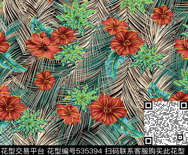 线条几何花卉花纹传统印花华亿平台下载（图片编号: 535394） - 瓦栏（Walan）