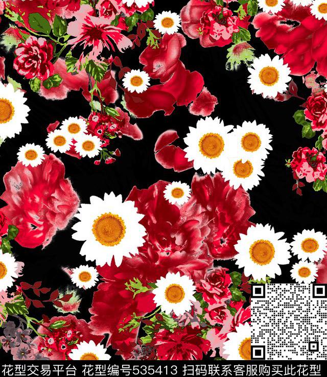 杜嘉班娜印花牡丹向日葵西西里清新花卉男女装印花花卉数码印花华亿平台下载（图片编号: 535413） - 瓦栏（Walan）
