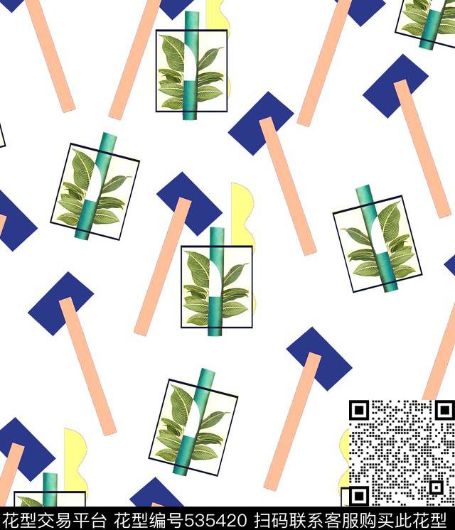 几何与植物花卉时尚混搭植物传统印花华亿平台下载（图片编号: 535420） - 瓦栏（Walan）