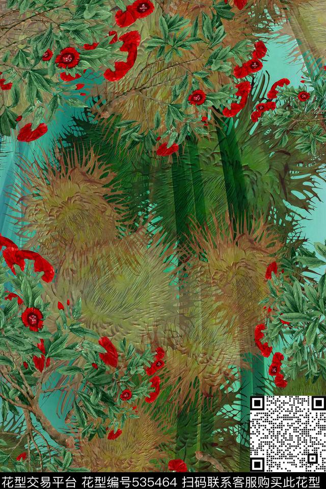 森林风小红花eeerrr树数码印花华亿平台下载（图片编号: 535464） - 瓦栏（Walan）