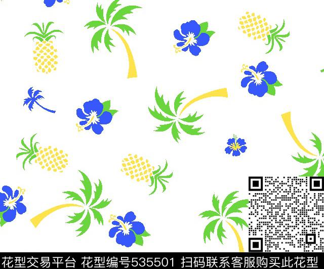 热带雨林椰树传统印花华亿平台下载（图片编号: 535501） - 瓦栏（Walan）