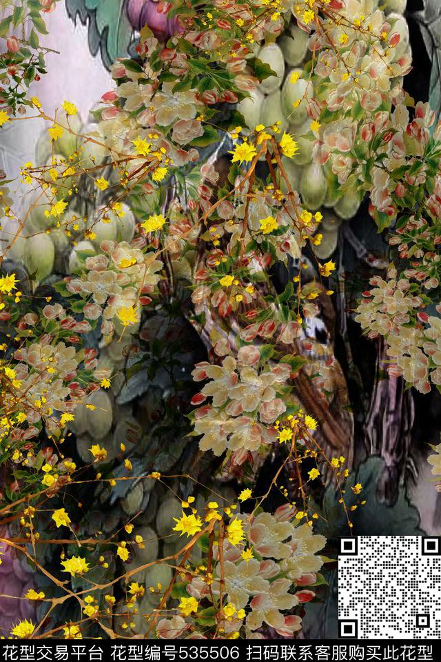森林风复古花卉数码印花华亿平台下载（图片编号: 535506） - 瓦栏（Walan）
