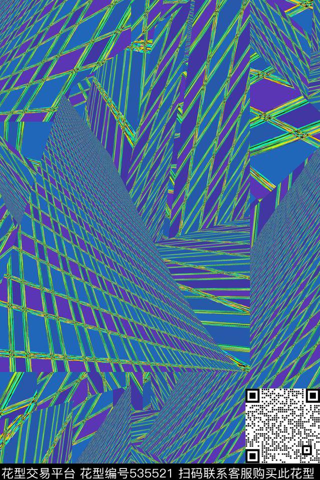 抽象发射渐变数码印花华亿平台下载（图片编号: 535521） - 瓦栏（Walan）