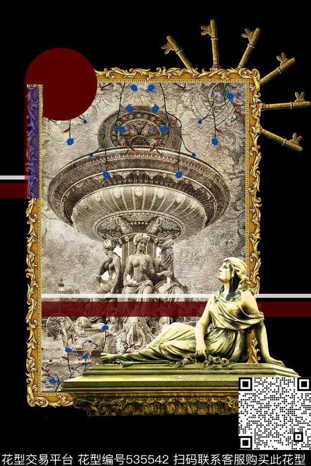 古典石膏像定位数码印花华亿平台下载（图片编号: 535542） - 瓦栏（Walan）