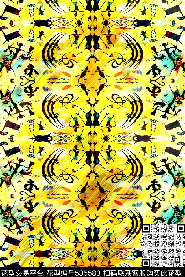 抽象肌理几何传统印花华亿平台下载（图片编号: 535583） - 瓦栏（Walan）