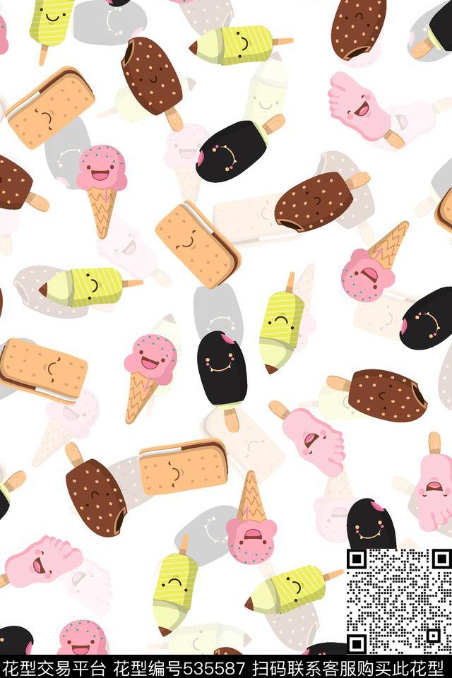 卡通可爱雪糕传统印花华亿平台下载（图片编号: 535587） - 瓦栏（Walan）