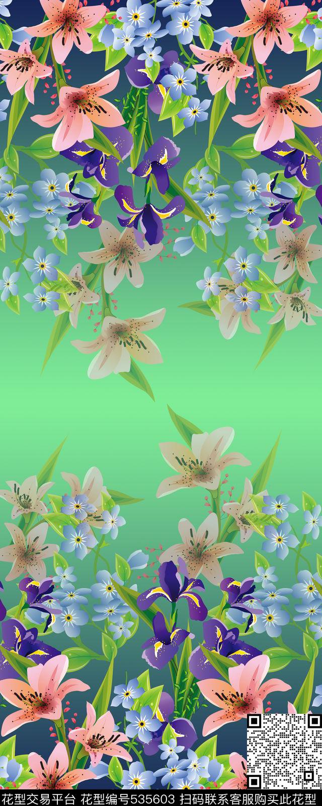 定位花花卉百合数码印花华亿平台下载（图片编号: 535603） - 瓦栏（Walan）