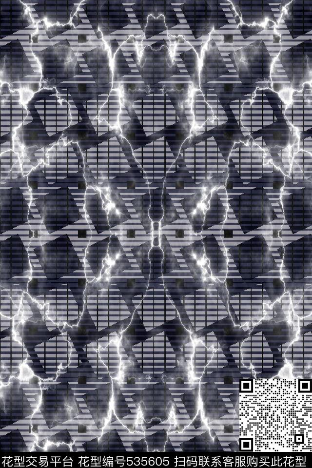 抽象格子闪电纹理数码印花华亿平台下载（图片编号: 535605） - 瓦栏（Walan）