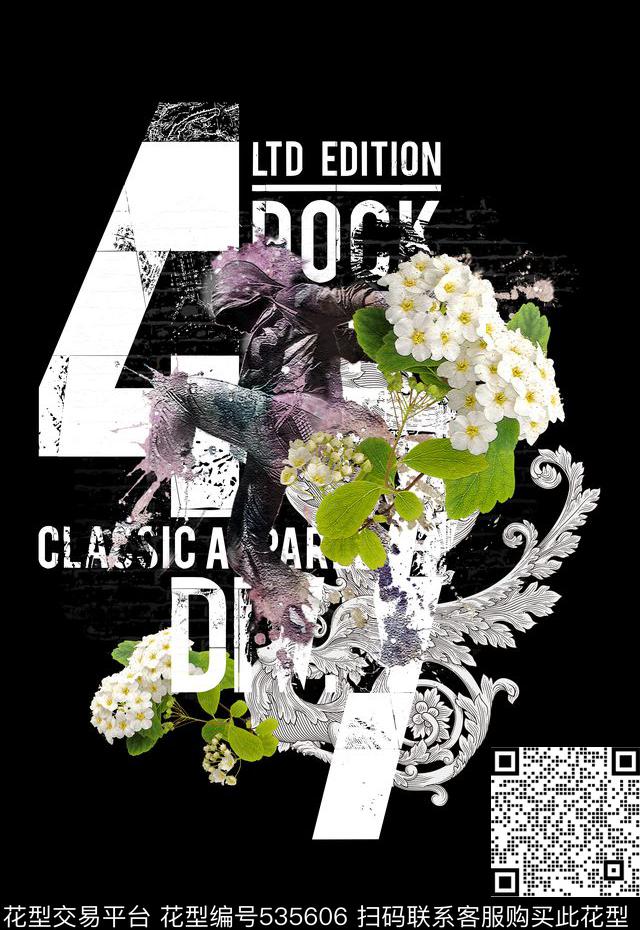 潮流个性前卫男装英文字母数码印花华亿平台下载（图片编号: 535606） - 瓦栏（Walan）