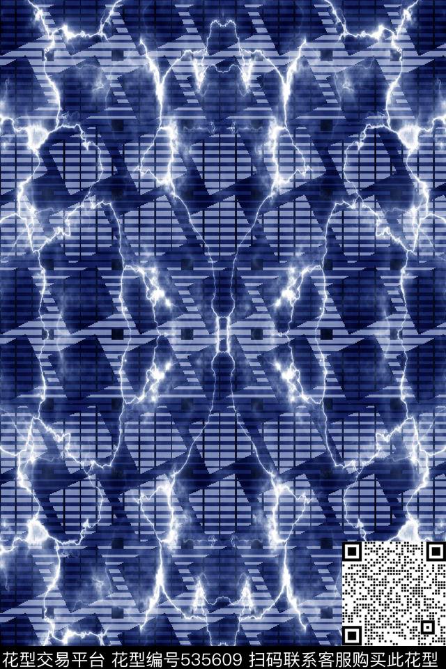 抽象格子闪电纹理数码印花华亿平台下载（图片编号: 535609） - 瓦栏（Walan）