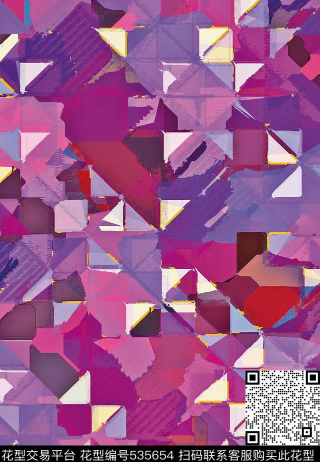 几何块面线条数码印花华亿平台下载（图片编号: 535654） - 瓦栏（Walan）