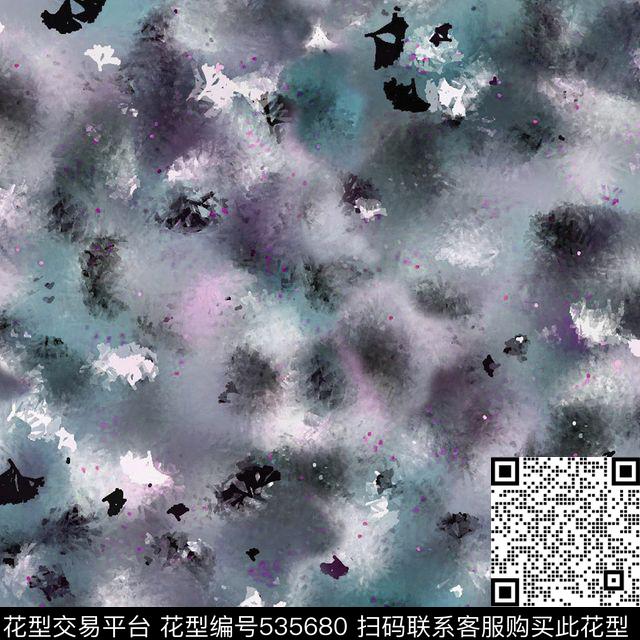 杏仁树叶渐变水墨数码印花华亿平台下载（图片编号: 535680） - 瓦栏（Walan）