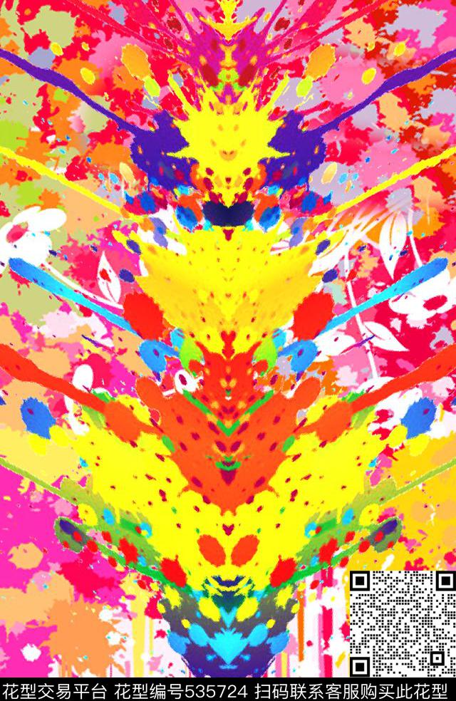 写意炫彩喷墨色彩定位数码印花华亿平台下载（图片编号: 535724） - 瓦栏（Walan）