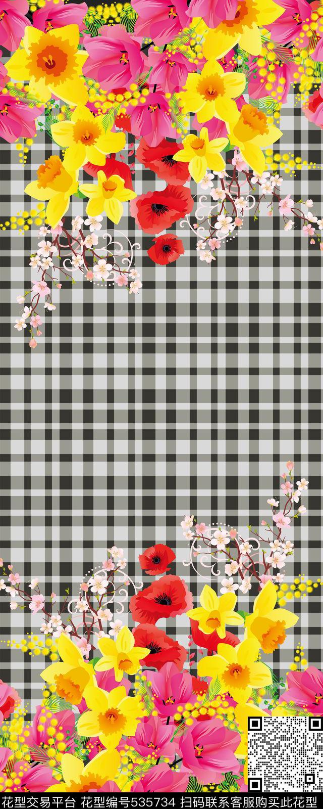 定位花花卉大牌风数码印花华亿平台下载（图片编号: 535734） - 瓦栏（Walan）