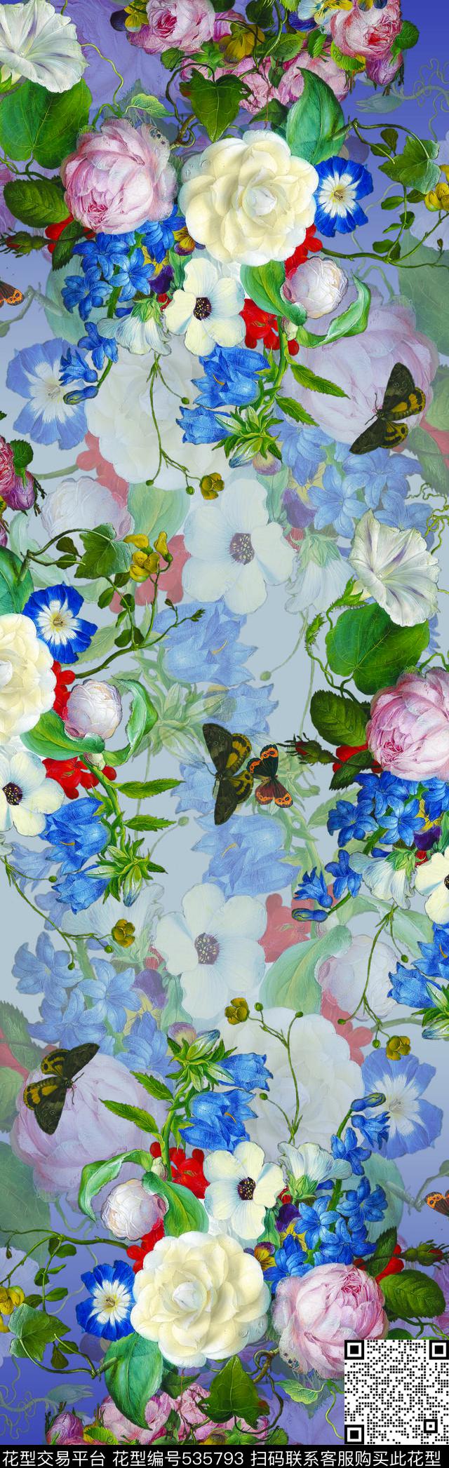 手绘油画花卉数码印花华亿平台下载（图片编号: 535793） - 瓦栏（Walan）