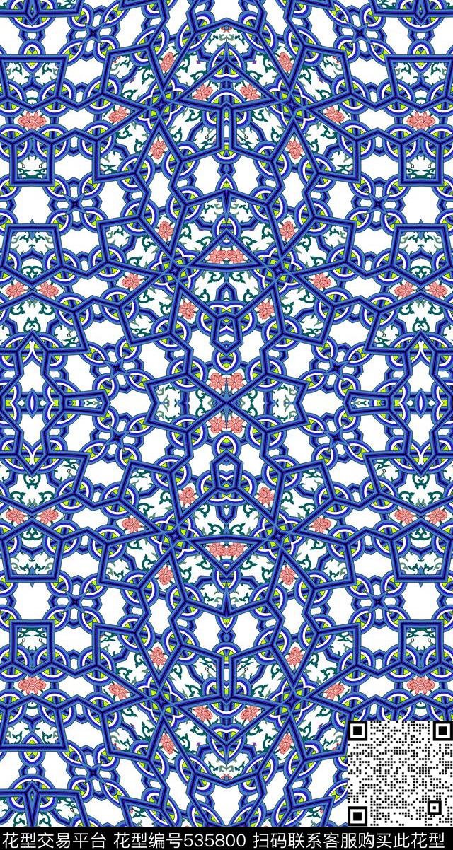 编织花纹青花传统印花华亿平台下载（图片编号: 535800） - 瓦栏（Walan）