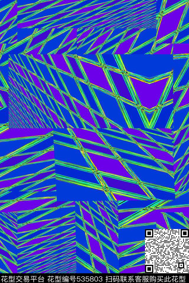 抽象发射格子数码印花华亿平台下载（图片编号: 535803） - 瓦栏（Walan）