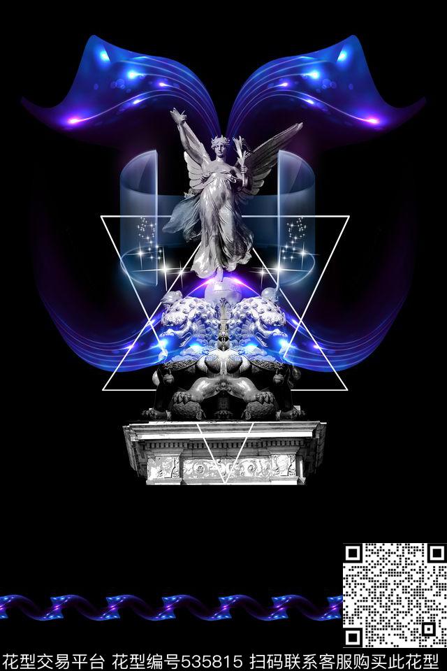 潮流科幻石膏像数码印花华亿平台下载（图片编号: 535815） - 瓦栏（Walan）