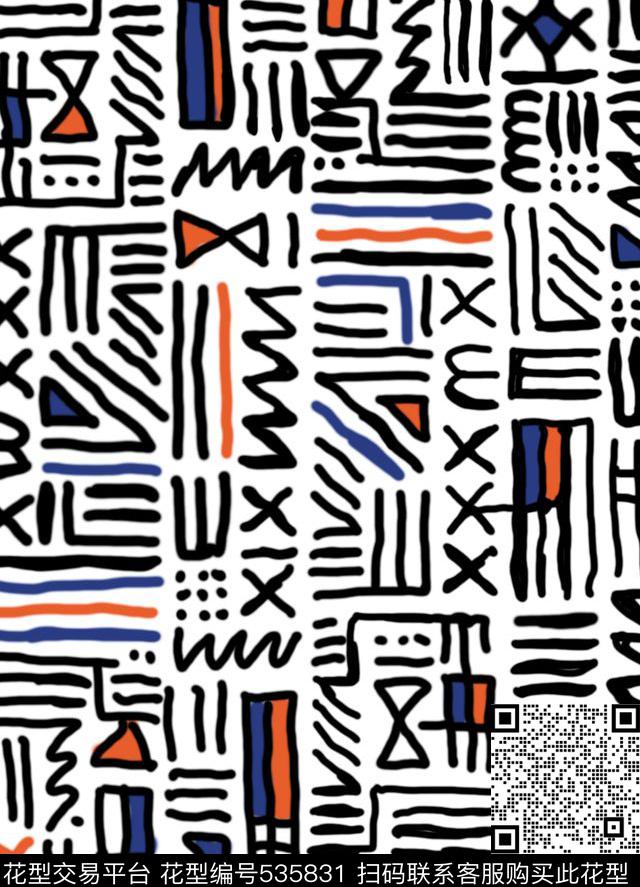 流行时尚几何男女装传统印花华亿平台下载（图片编号: 535831） - 瓦栏（Walan）