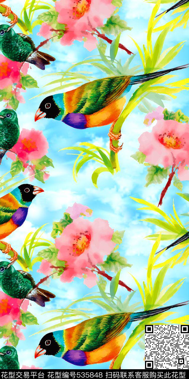 抽象蓝天云彩数码印花华亿平台下载（图片编号: 535848） - 瓦栏（Walan）