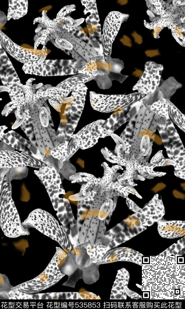 时尚潮流花卉斑点数码印花华亿平台下载（图片编号: 535853） - 瓦栏（Walan）