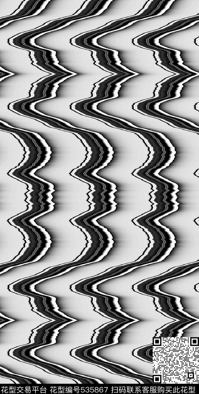 几何流动线条传统印花华亿平台下载（图片编号: 535867） - 瓦栏（Walan）