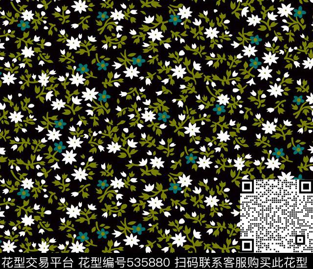 线条几何花卉花纹传统印花华亿平台下载（图片编号: 535880） - 瓦栏（Walan）