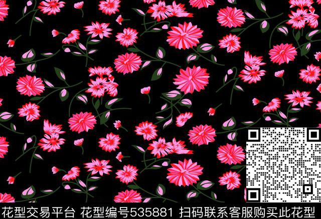 线条几何花卉花纹传统印花华亿平台下载（图片编号: 535881） - 瓦栏（Walan）