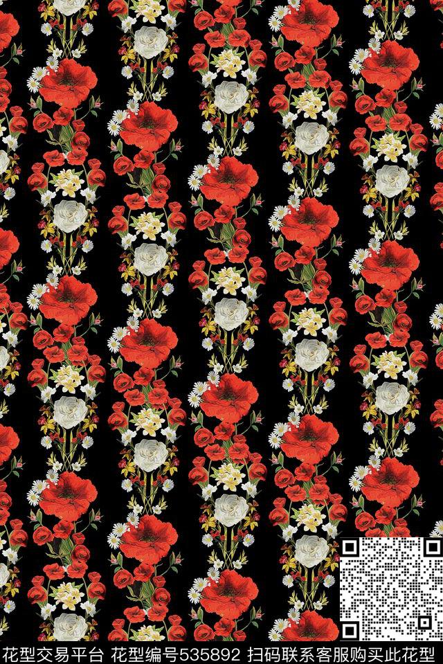 时尚罂粟红色数码印花华亿平台下载（图片编号: 535892） - 瓦栏（Walan）