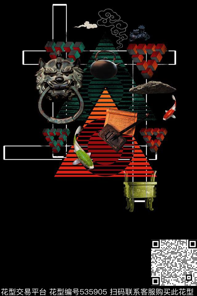 潮流复古男装华亿平台数码印花华亿平台下载（图片编号: 535905） - 瓦栏（Walan）