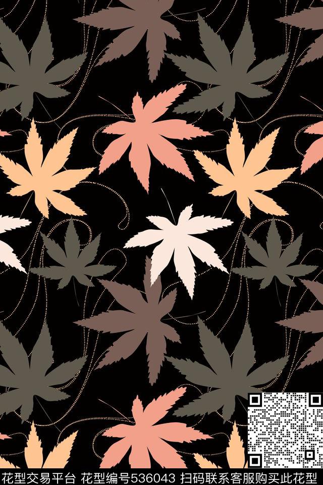 创意枫叶怀旧传统印花华亿平台下载（图片编号: 536043） - 瓦栏（Walan）