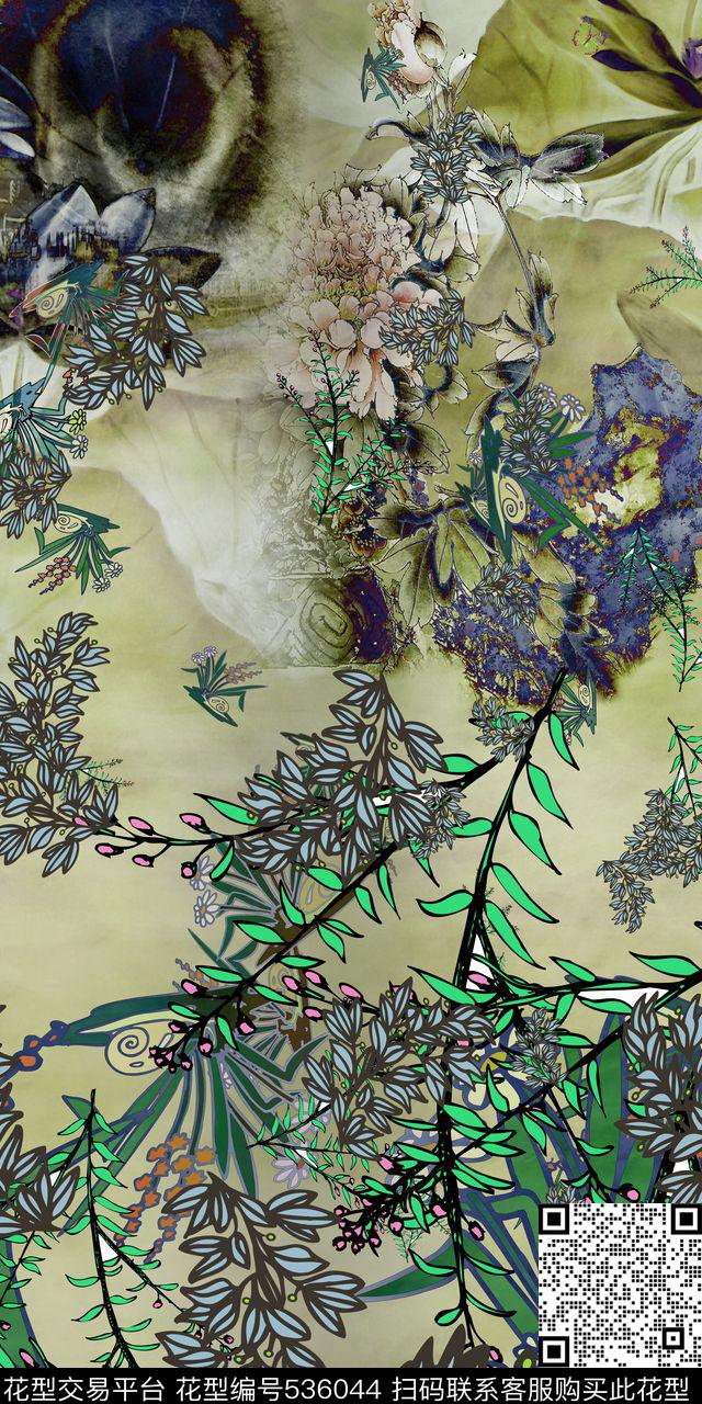 定位花系列男女服装丝巾数码印花华亿平台下载（图片编号: 536044） - 瓦栏（Walan）