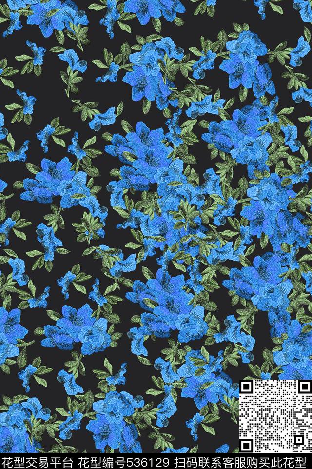 抽象几何花数码印花华亿平台下载（图片编号: 536129） - 瓦栏（Walan）