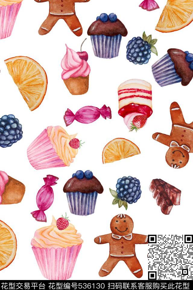 手绘蛋糕饼干传统印花华亿平台下载（图片编号: 536130） - 瓦栏（Walan）