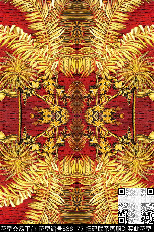 流行树叶肌理传统印花华亿平台下载（图片编号: 536177） - 瓦栏（Walan）