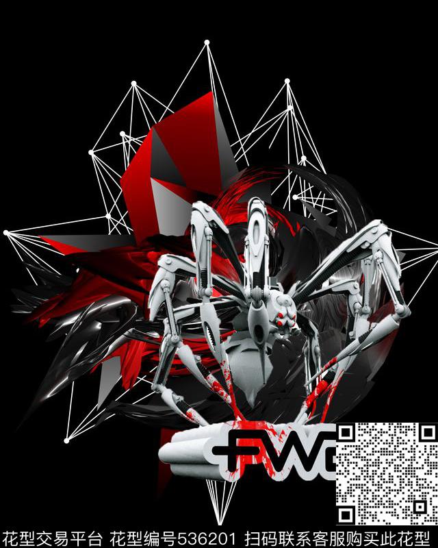 高清笔刷机械蜘蛛线条艺术数码印花华亿平台下载（图片编号: 536201） - 瓦栏（Walan）