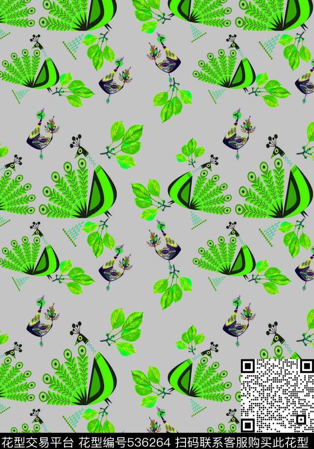 民族孔雀多色传统印花华亿平台下载（图片编号: 536264） - 瓦栏（Walan）