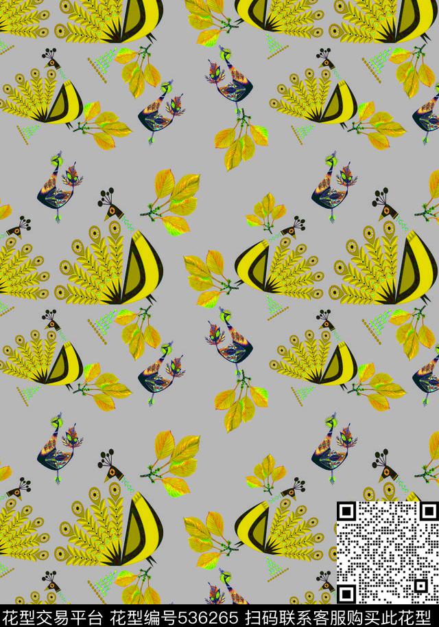 民族孔雀多色传统印花华亿平台下载（图片编号: 536265） - 瓦栏（Walan）