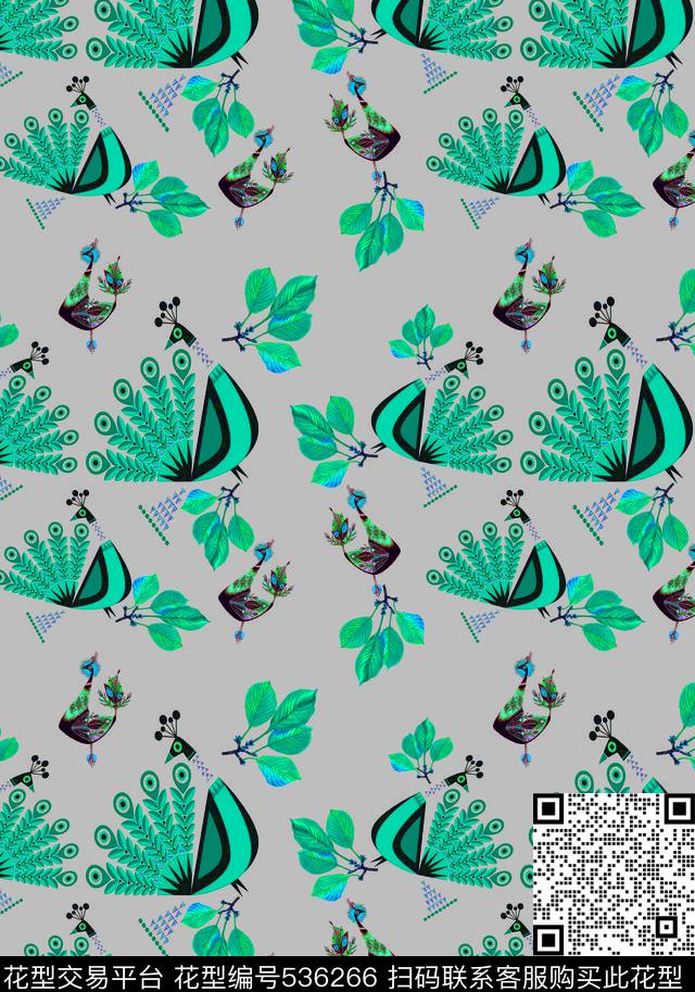 民族孔雀多色传统印花华亿平台下载（图片编号: 536266） - 瓦栏（Walan）