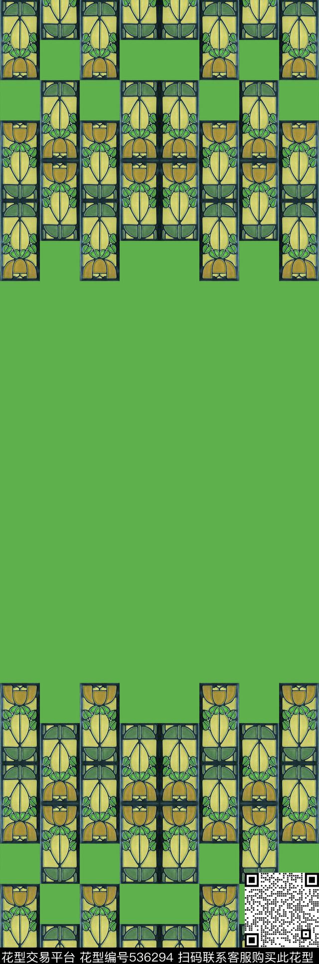 抽象格子风格花卉数码印花华亿平台下载（图片编号: 536294） - 瓦栏（Walan）