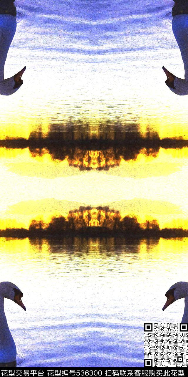 时尚动物油画羽绒服外套大衣数码印花华亿平台下载（图片编号: 536300） - 瓦栏（Walan）