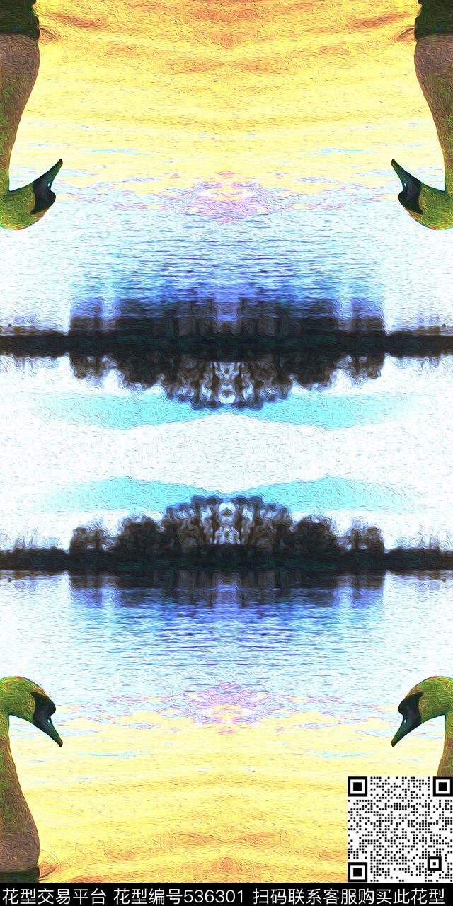 时尚动物油画羽绒服外套大衣数码印花华亿平台下载（图片编号: 536301） - 瓦栏（Walan）