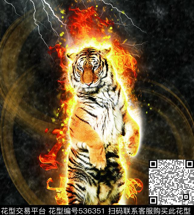 原创个性老虎定位花数码印花华亿平台下载（图片编号: 536351） - 瓦栏（Walan）
