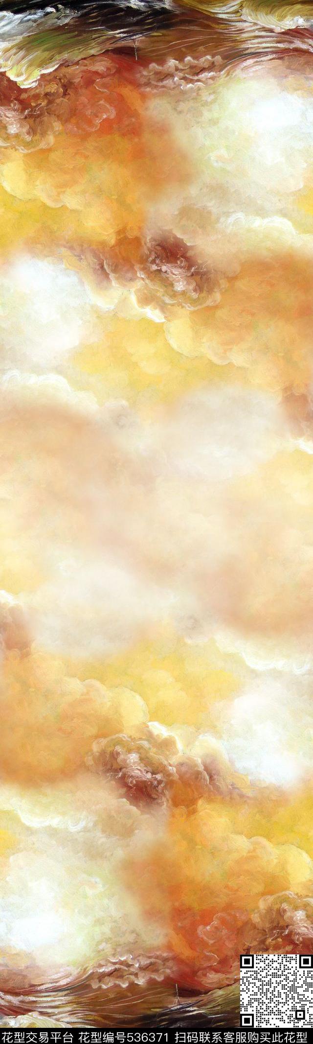 抽象海浪定位花丝巾数码印花华亿平台下载（图片编号: 536371） - 瓦栏（Walan）