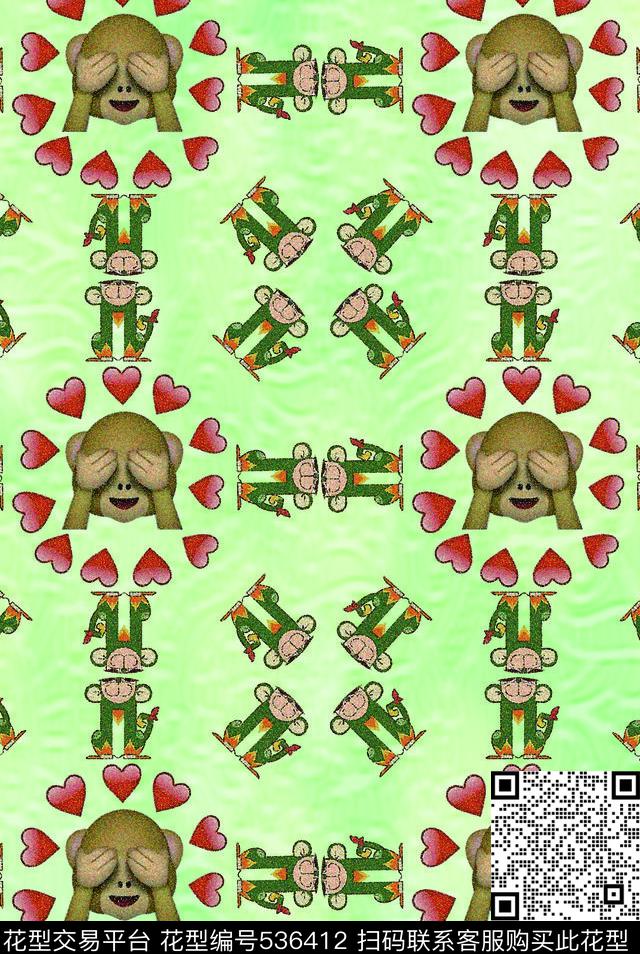 猴年猴子乐老少皆宜时尚传统印花华亿平台下载（图片编号: 536412） - 瓦栏（Walan）