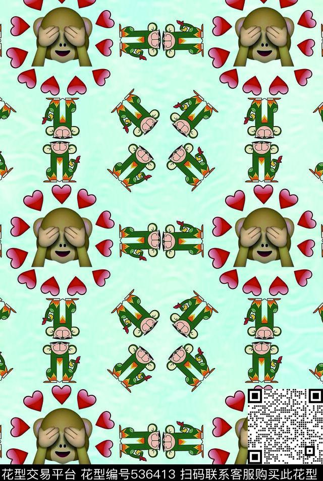 猴年猴子乐老少皆宜时尚传统印花华亿平台下载（图片编号: 536413） - 瓦栏（Walan）