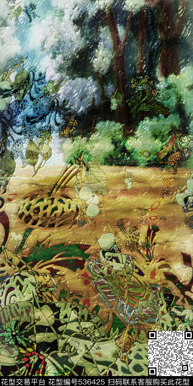 定位花系列男女服装长巾丝巾数码印花华亿平台下载（图片编号: 536425） - 瓦栏（Walan）