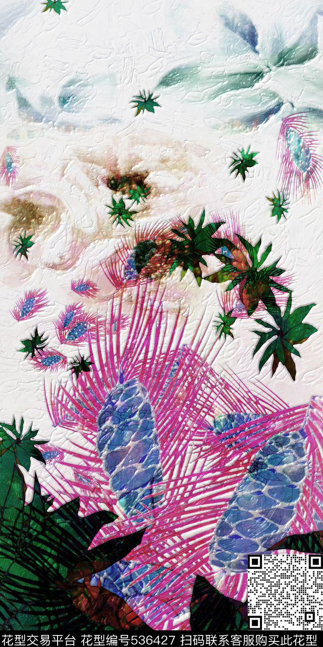 定位花系列男女服装长巾丝巾数码印花华亿平台下载（图片编号: 536427） - 瓦栏（Walan）